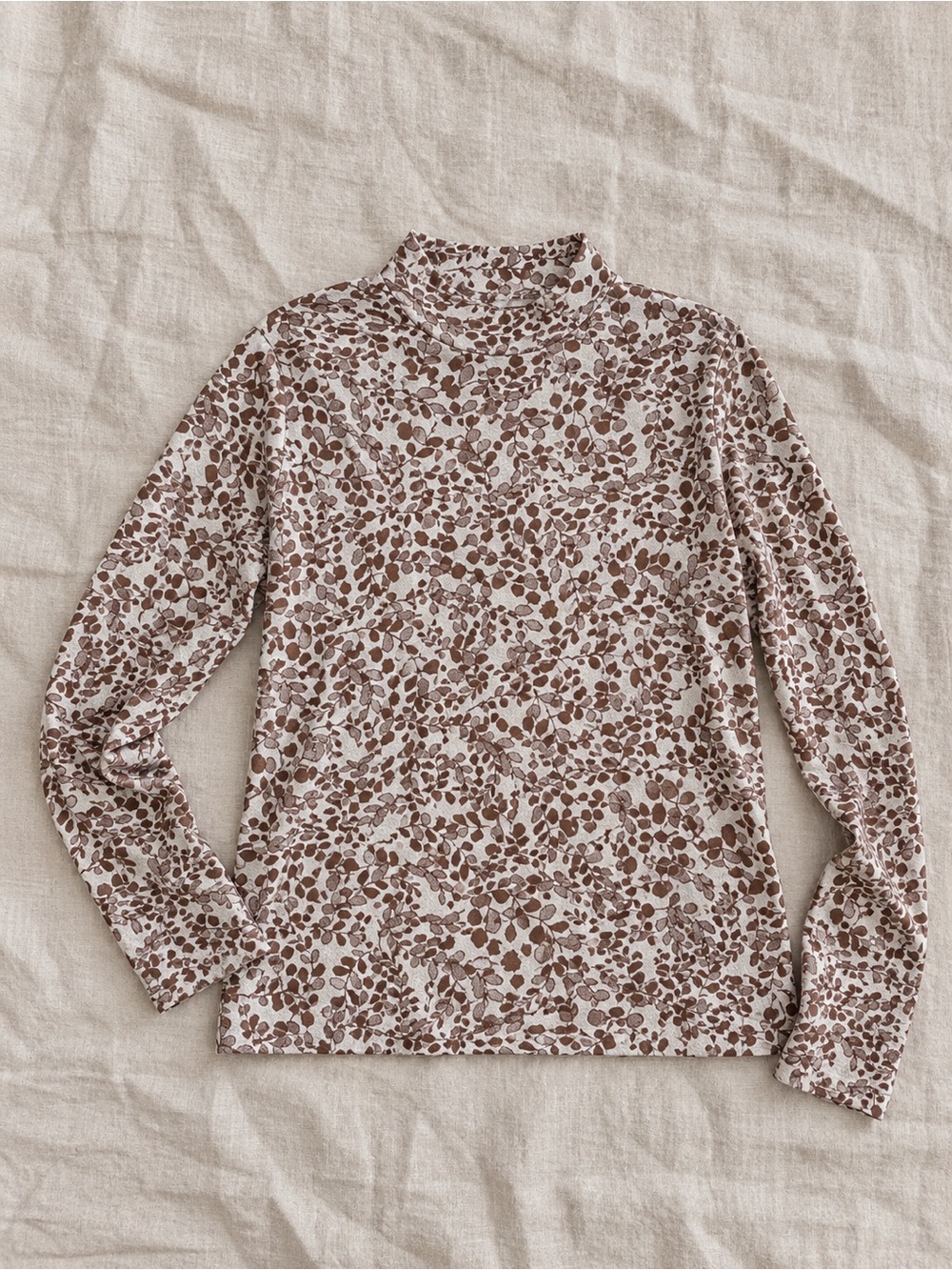 Vintage Studio Works Mock Neck Floral Long Sleeve Top Brown 2X